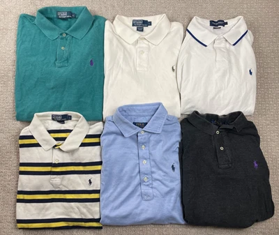 Lote de 6 Camisas Polo Ralph Lauren Para Hombre L Manga Corta Piqué Rayas Multicolor Foto 1 de 4