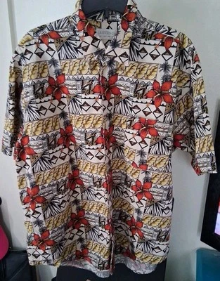 Camisa Cruzada De Colección Para Hombres XL Roja Amarilla Hawaiana Abotonada Floral Campamento Foto 1 de 4