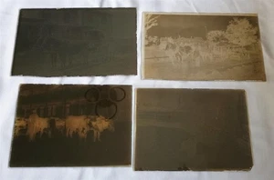 Antique Glass Negative Photo Slide Lot Horse Carriage Dog Cows Vintage - Bild 1 von 9