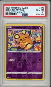 2020 Pokemon SWSH Darkness Ablaze Dedenne Reverse Holo Foil #088 PSA 10 Pop 7 - Picture 1 of 2