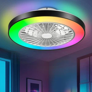 19'' Bladeless Ceiling Fan with Light Low Profile Ceiling Fans Remote/APP Con... - Picture 1 of 9