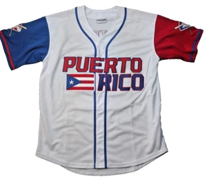 Camiseta de béisbol de Puerto Rico clásica blanca para hombre escudo de armas grande John Baptist” - Imagen 1 de 12