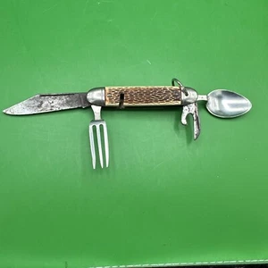 VINTAGE COLONIAL MULTI TOOL POCKET KNIFE WITH SPOON/FORK - Picture 1 of 14
