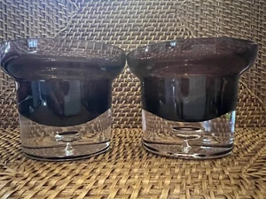 Crate And Barrel Amethyst Krosno Poland Glass Floating Candle Holder Bubble Base - Picture 1 of 9