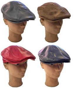 Mens Women IVY Newsboy Duckbill Cabbie Faux Leather 2 Snaps PU Ivy Hat Cap:L/XL - Picture 1 of 11