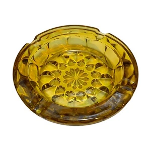 Vintage Anchor Hocking Amber Glass Ashtray - MCM Pressed Glass Ashtray - Clean! - Picture 1 of 5