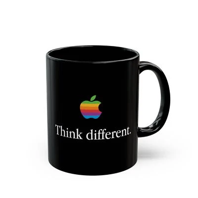 NEWCULTURECLUB Think Different Apple Computer Ceramic Black Mug Best Gift Tea Coffee Mug 11oz