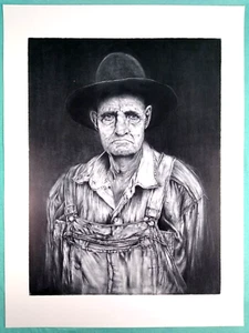 Mann in schwarz Hut und Bauernhof Overalls zehn (10) Fine Art Drucke 24x18 Zoll - Bild 1 von 4