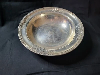 Antique Classic Rose Design Vintage Large Dish Bowl Silverplated  1947 - Image 1 of 4