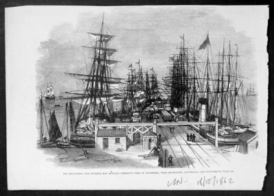 1862 Ilustrado London News Impresión Antigua Puerto Melbourne Hobsons Pier Australia Foto 1 de 2