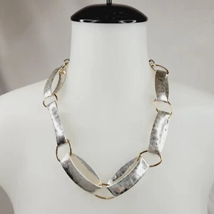 Robert Lee Morris Soho zweifarbige große ovale Form skulpturale Mode Halskette - Bild 1 von 8