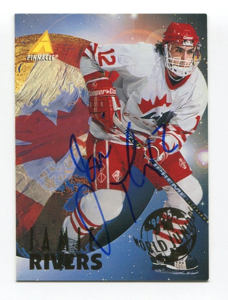 1996 Pinnacle Jamie Rivers Signed Card Hockey NHL Autograph AUTO #526 - Image 1 of 2