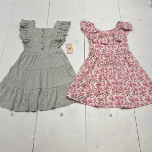 BTWEEN Gray / Pink Floral Bundle Of 2 Dresses Big Kid Sundresses Girls Size 7/8 - Picture 1 of 13