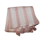 Threshold Blush Striped Cotton Shower Curtain Tassels