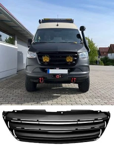 BADGELESS FRONT GRILL MATTE BLACK FOR MERCEDES BENZ SPRINTER W907 W910 VS30 18- - Picture 1 of 9