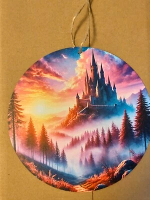 Türschild Blechschild Metallschild Wandbild Märchen Wald Schloß 20x20cm Deko - Bild 1 von 2