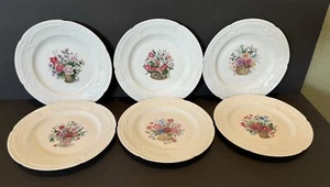 "6 platos de postre para ensalada de almuerzo Limoges Francia 7,75"" flores festoneadas en relieve" - Imagen 1 de 5