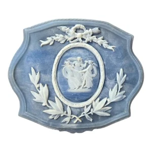 Vintage Incolay Stone Hinged Trinket Jewelry Box Grecian Greek Design - Picture 1 of 7