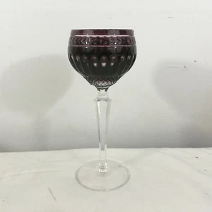 Vintage Wedgwood Crystal CROWN Amethyst Cut to Clear Hock Wine - Picture 1 of 4