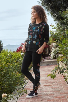 Johnny Was Zoe Leggings Legging Negro Pantalón Bordado XXL PANTALONES Animal Multi NUEVO Foto 1 de 4