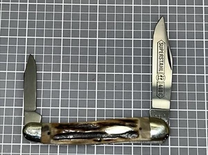 Vtg 90’s Rare German Robert Klass Solingen 2 Blade Folding Pocket Knife Stag EC - Picture 1 of 21