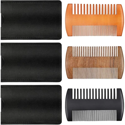 Natural Sandalwood Wooden Dual Action Beard and Mustache Comb Set - Image 1 of 4