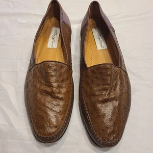 Vintage Mezlan Genuine Ostrich Loafers Slip-On Casual Shoes - Men's Size 13 M - Picture 1 of 16