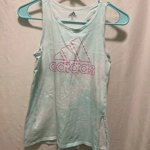 Adidas Girls Tank Top Size LG (14) Teal Razor Back Athletic - Picture 1 of 4