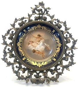 Royal Vienna Gilt & Porcelain Portrait Plate 'Luna' signed in Bronze Frame - Picture 1 of 10