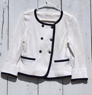 Blazer para mujer Entertainer negro marfil manga larga formal mezcla de algodón talla 4/6 Foto 1 de 2