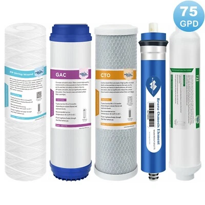 5 Stage 75 GPD Home Under Sink Reverse Osmosis RO Filtration System Water Filter - Image 1 of 4