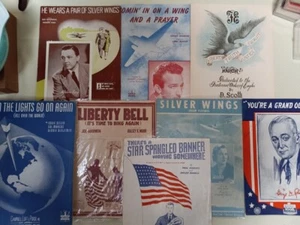Vtg World War II lot of 9 piano Sheet Music, America, Soldiers, USA Patriotic EX - Picture 1 of 6
