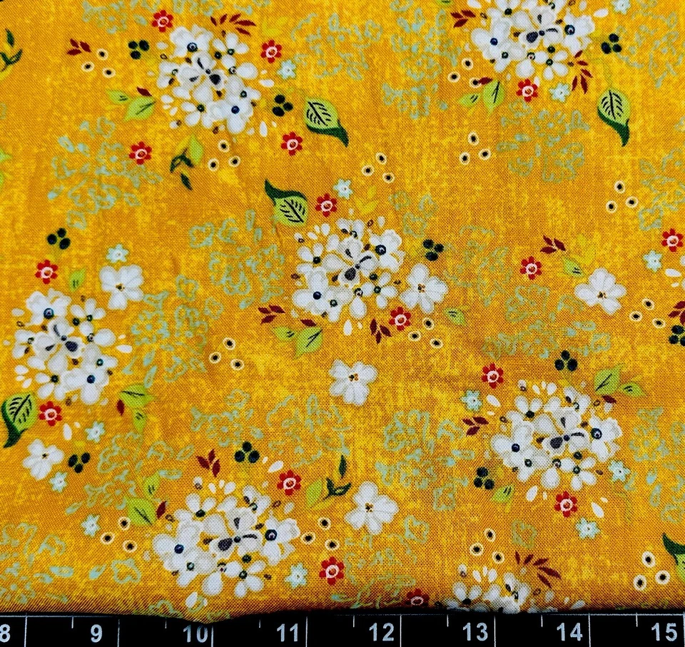 Tina Chatarra 9"x21" Amarillo Primavera Pascua Flor Calicó Jardín Margarita Algodón TELA Foto 1 de 1