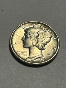 1941-S Mercury Silver Dime/Rim Ding/VF+ #604 - Bild 1 von 2