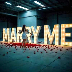 Marry Me Light Up Letters – LED Marquee Sign for Proposal, Engagement & Wedding - Picture 1 of 11
