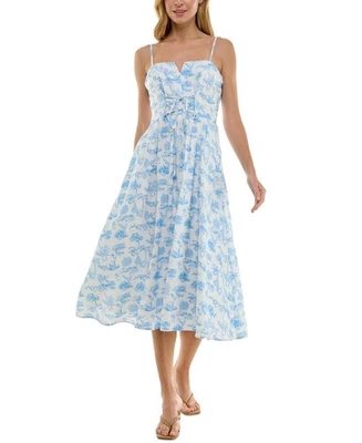 Trixxi Juniors' Toile Corset-Laced Midi Dress - White/Blue - XL - Defect - Image 1 of 4