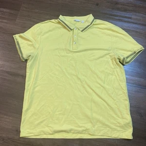 Camisa polo de golf Calvin Klein para hombre talla XXL amarilla 3 botones tapeta cuello a rayas - Imagen 1 de 12