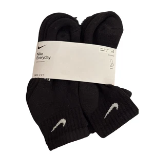 (2 Pack of 6) Nike Everyday Cushioned Ankle Socks Black 3Y–5Y Women 4–6 Unisex - Picture 1 of 3
