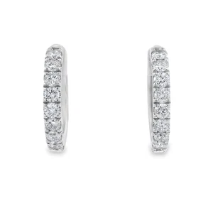 1.00 ct TW Lab Grown Diamond Hoop Huggie Earrings Sterling Silver G-H VS1-VS2 - Picture 1 of 4