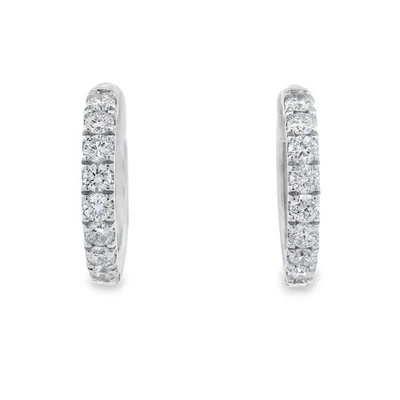 1.00 ct TW Lab Grown Diamond Hoop Huggie Earrings Sterling Silver G-H VS1-VS2 - Image 1 of 4