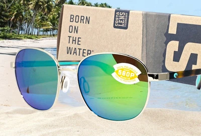 Gafas de sol COSTA DEL MAR dorado/verde espejo EGRET polarizadas 580P ¡NUEVAS EN CAJA! Foto 1 de 4