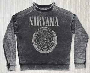 Nirvana Sweater Womens SM 19” X 23” Vestibule Cold Shoulder Pullover Grunge 90s - Picture 1 of 10