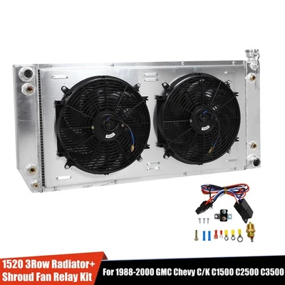 1520 3 Row Radiator Shroud Fan Fits 1988-00 Chevy GMC C/K C1500 2500 3500 5.7L Foto 1 de 4
