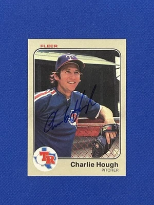 1983 Fleer SIGNED Charlie Hough RANGERS #570 autograph auto - Image 1 of 3