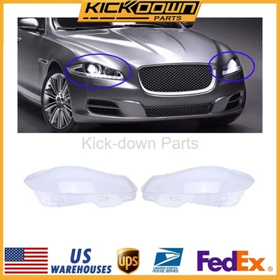 Pair Front Headlamp Headlight Lens Cover Shell Clear For Jaguar XJ XJL 10-2019 Foto 1 de 4
