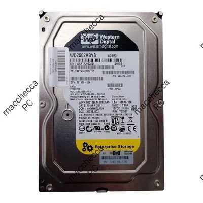 HARD DiSK Western Digital WD2502ABYS BLACK 250GB  SataII 16Mb Cache 3.5" interno - Immagine 1 di 2