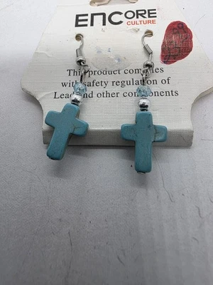 Nuevos Pendientes Cruz Turquesa Encore Culture 1" Foto 1 de 2