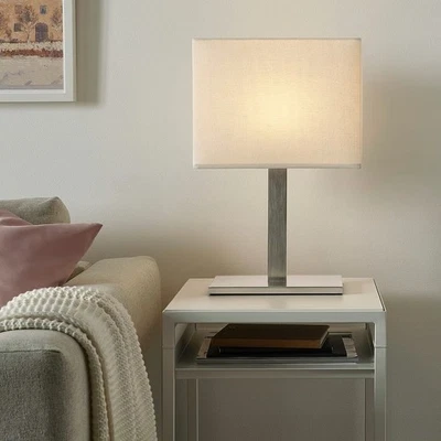 IKEA TOMELILLA Table lamp, nickel plated/white, 20" - BRAND NEW - Image 1 of 4