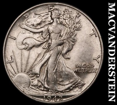 1942 Walking Liberty Half Dollar - Scarce  High Grade  Lustrous  #F9065 - Image 1 of 2
