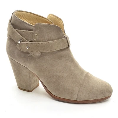 Ladies rag & bone $545 Harrow Stud Booties 38.5 / 8 Taupe Suede Heel Boots Shoes - Image 1 of 4